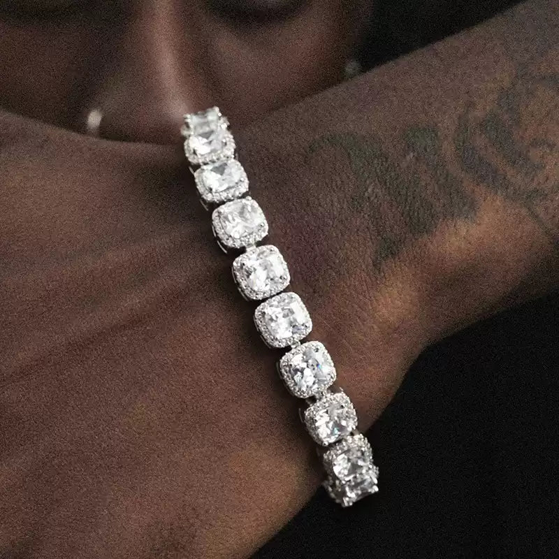 Cushion Halo CZ Tennis Bracelet