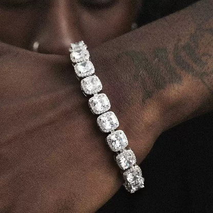 Cushion Halo CZ Tennis Bracelet