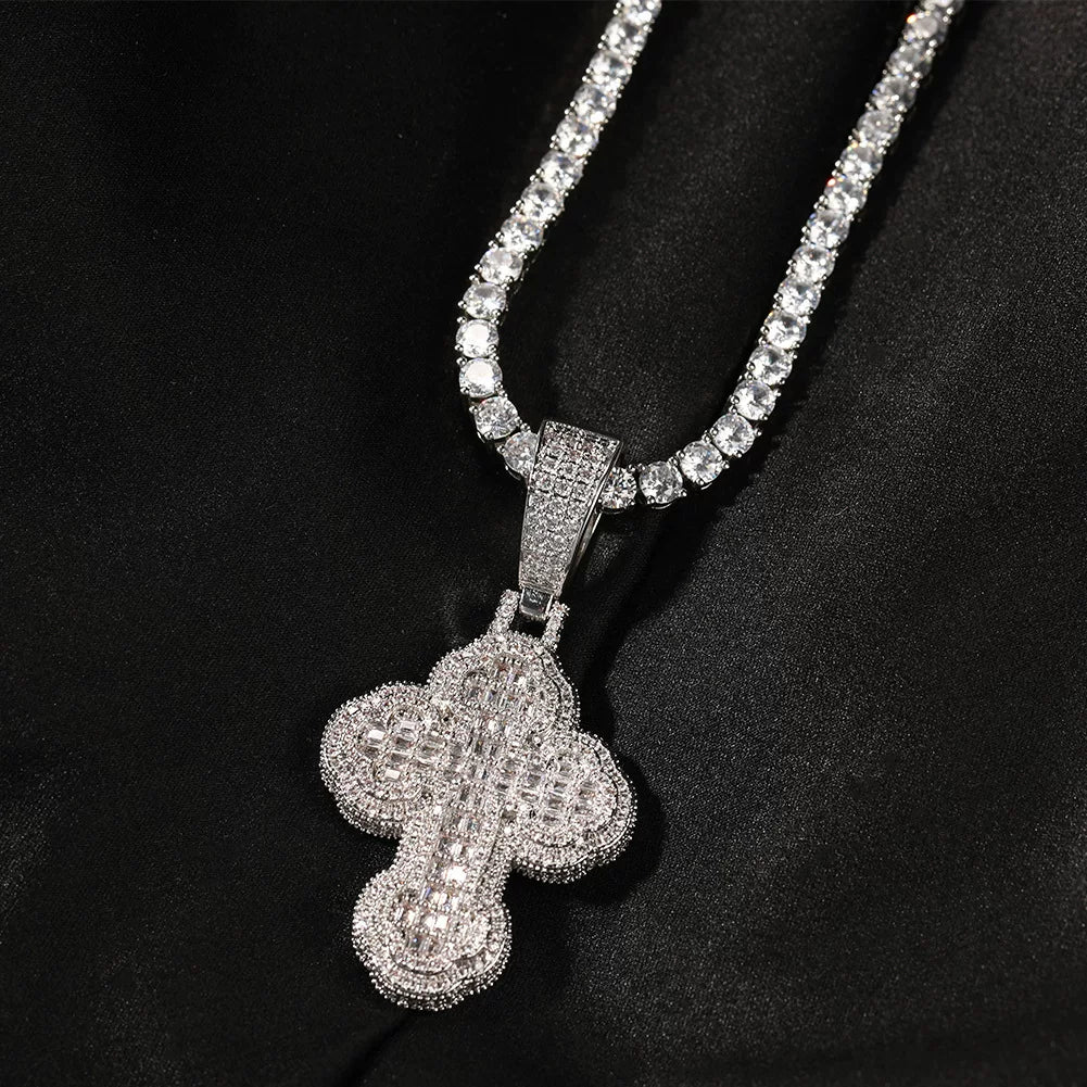 Creed Iced Cross Pendant Necklace