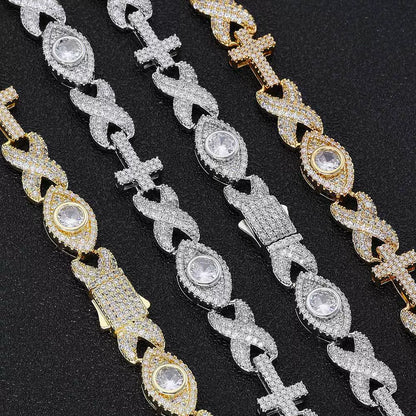 Infinity Cross Evil Eye Iced Chain Necklace