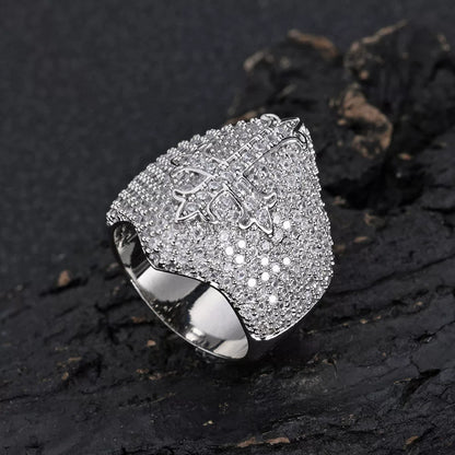 Cross Dome Full Iced Ring