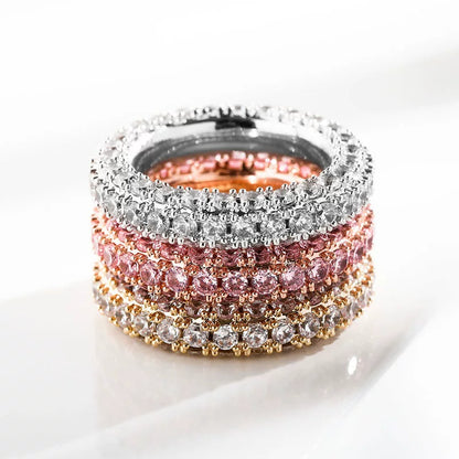 3-Row Pave CZ Eternity Band Ring