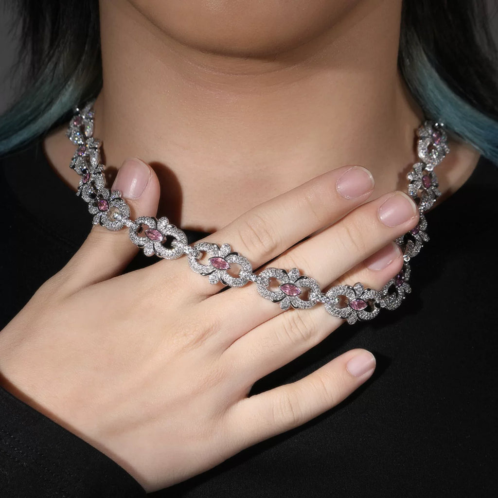 Versailles Iced Floral Cuban Link Necklace