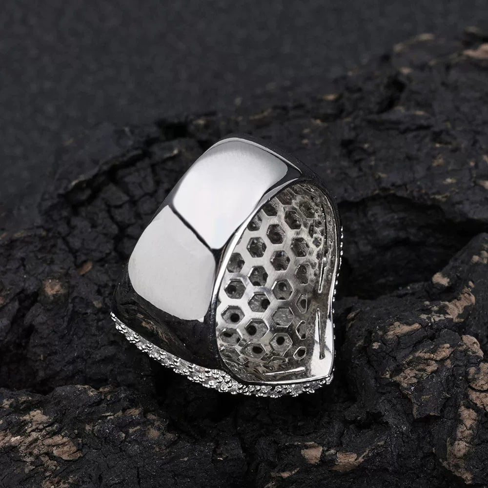 Cross Dome Full Iced Ring