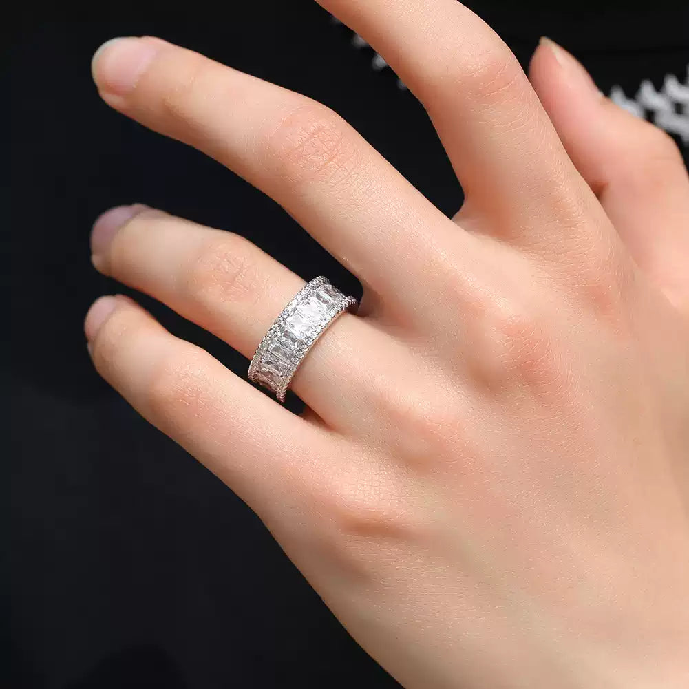 Iced Out Baguette CZ Eternity Band Ring