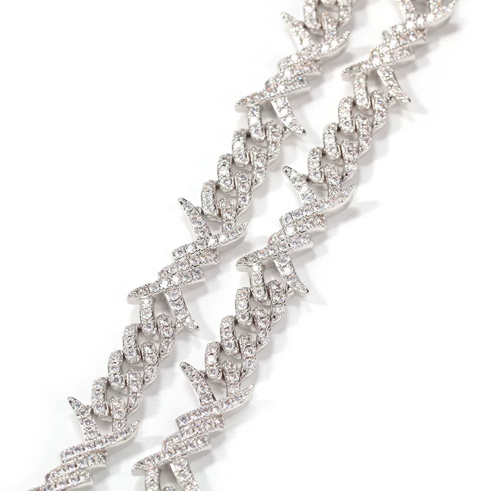 Iced Out Thorns Cuban Link Chain Necklace