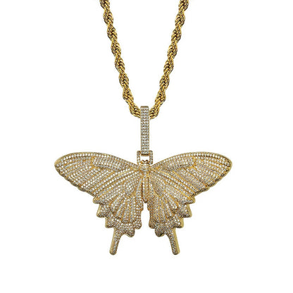Iced Out Butterfly Pendant Necklace