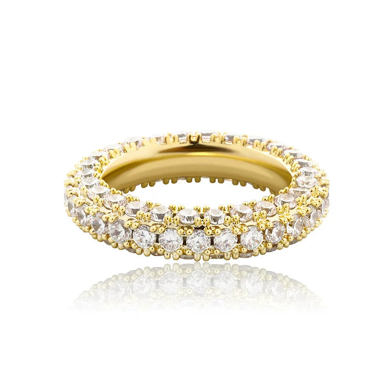 3-Row Pave CZ Eternity Band Ring