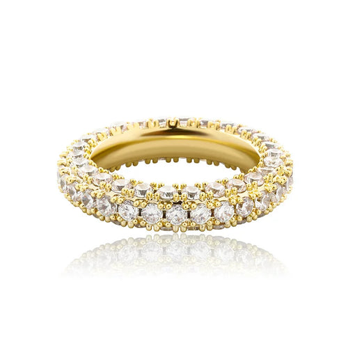 3-Row Pave CZ Eternity Band Ring