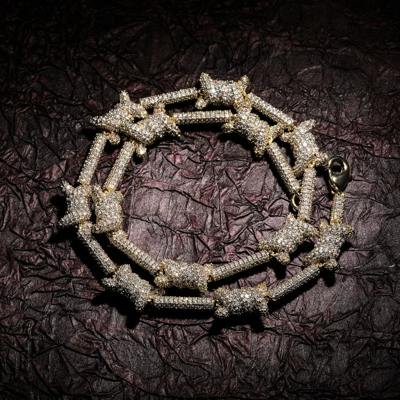 Iced Out Barbed Wire Chain Necklace