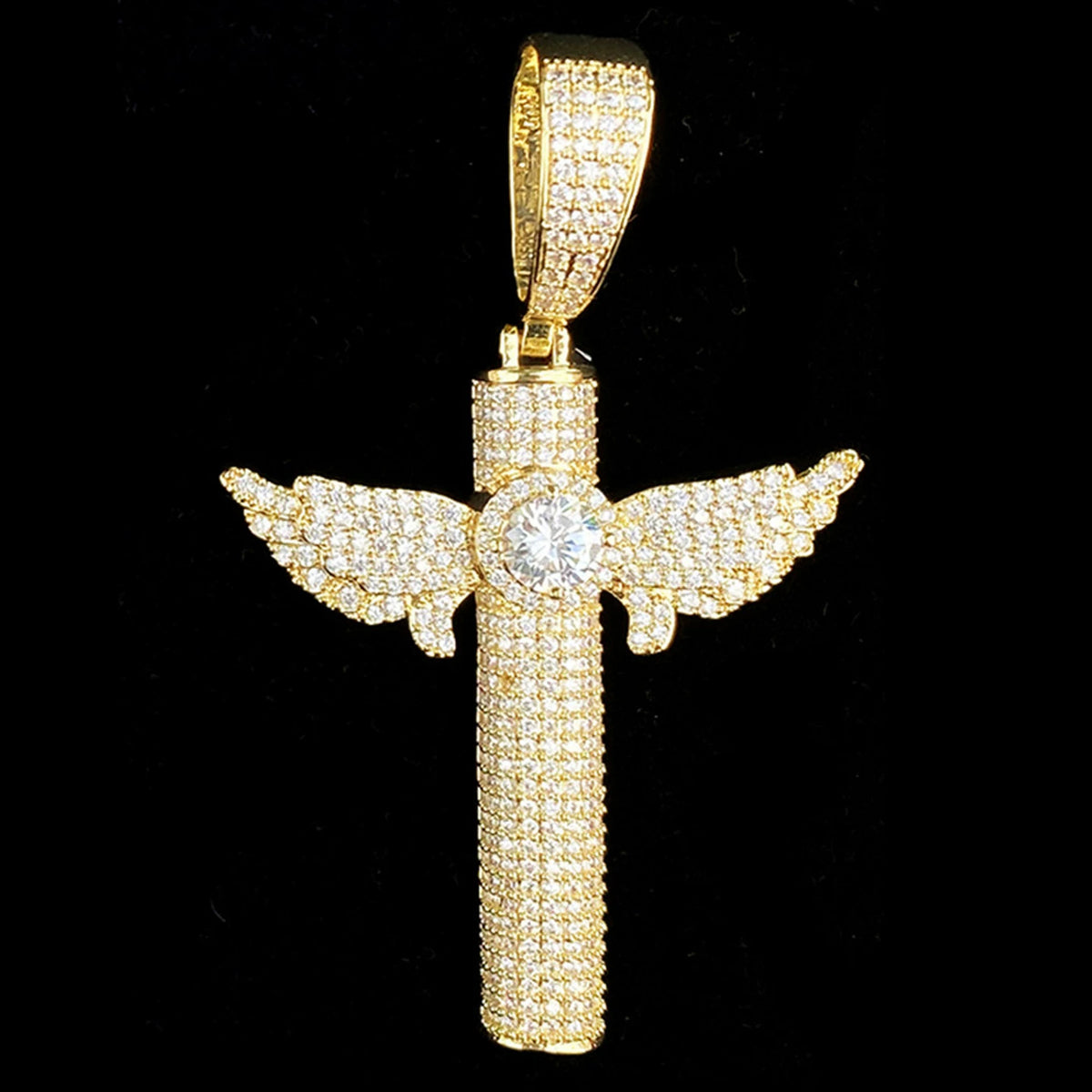Seraph Cross Iced Pendant Necklace