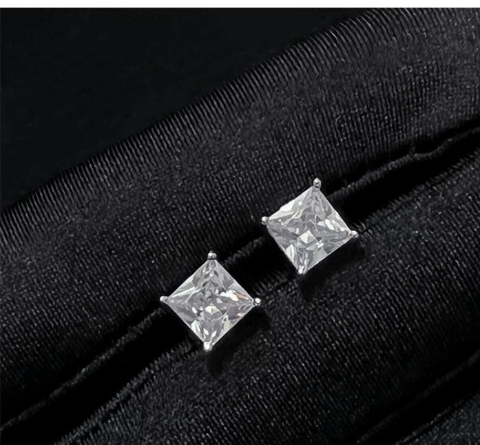 Princess Cut CZ Solitaire Stud Earrings