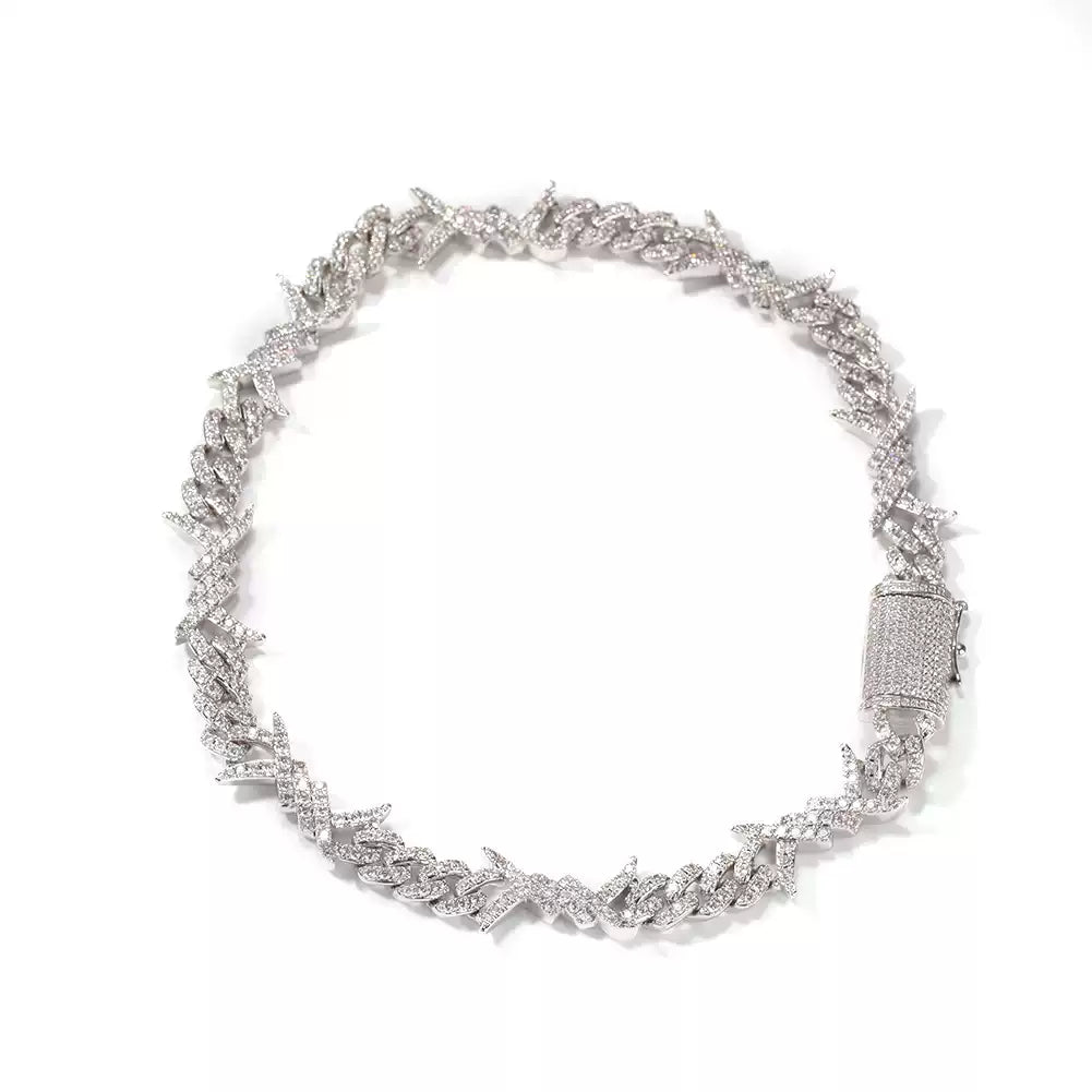 Iced Out Thorns Cuban Link Chain Necklace