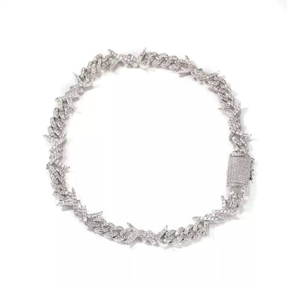 Iced Out Thorns Cuban Link Chain Necklace