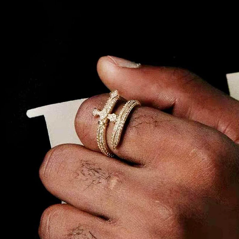 Cross Open Adjustable Pavé Ring