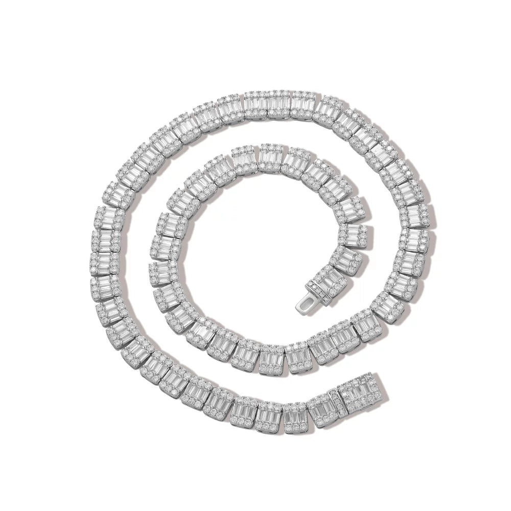 Baguette Halo Tennis Necklace