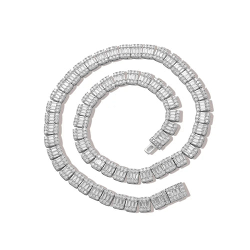 Baguette Halo Tennis Necklace