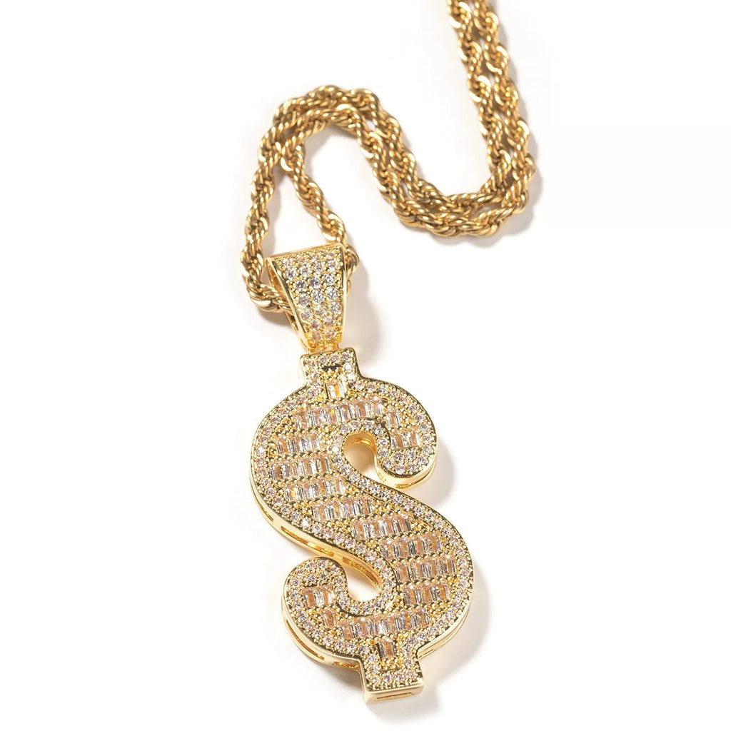 Money Bag Baguette Iced Necklace