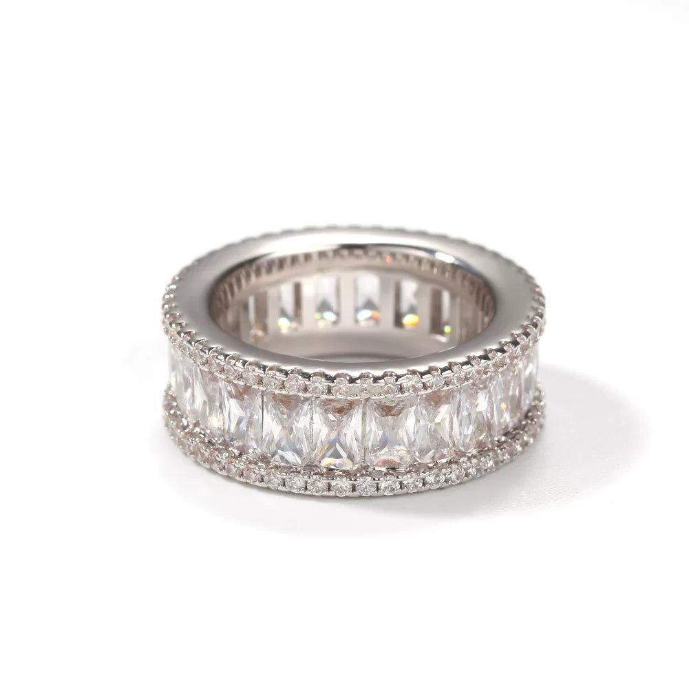 Iced Out Baguette CZ Eternity Band Ring