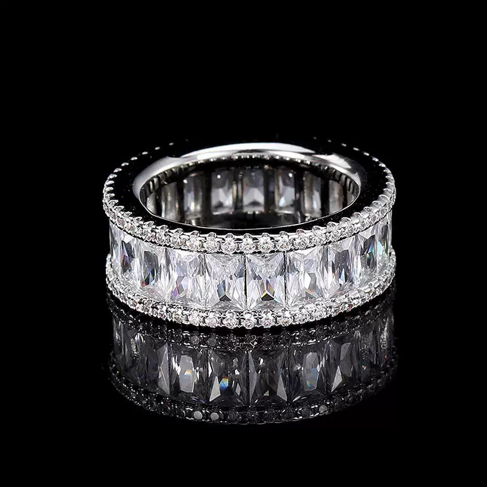 Iced Out Baguette CZ Eternity Band Ring