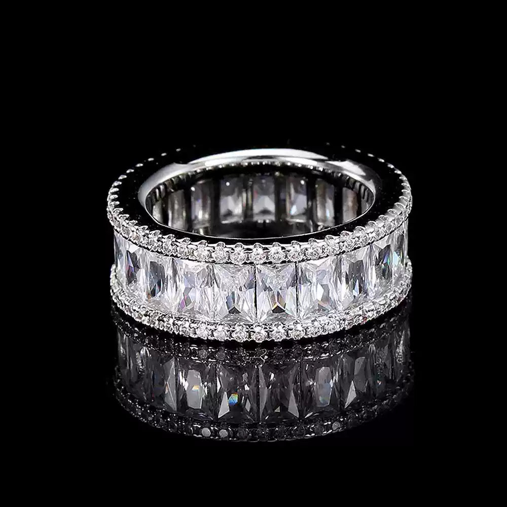 Iced Out Baguette CZ Eternity Band Ring