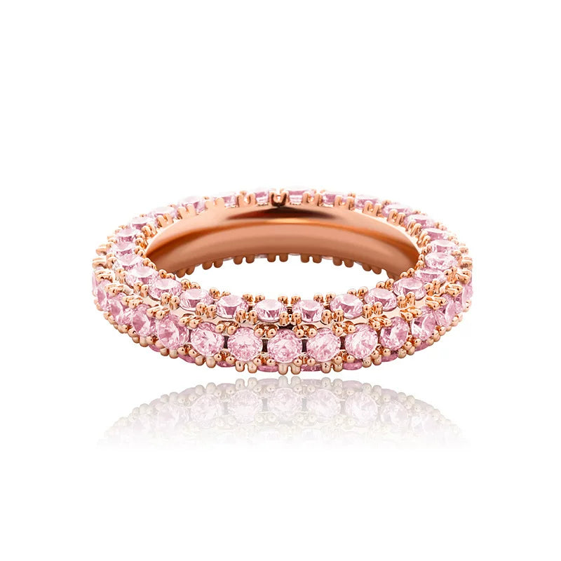 3-Row Pave CZ Eternity Band Ring