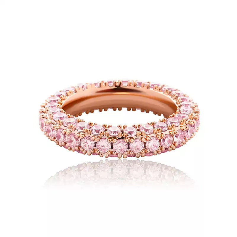 3-Row Pave CZ Eternity Band Ring