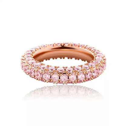 3-Row Pave CZ Eternity Band Ring