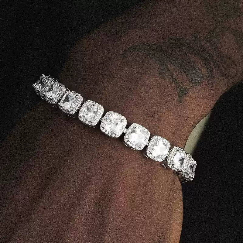 Cushion Halo CZ Tennis Bracelet
