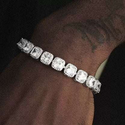 Cushion Halo CZ Tennis Bracelet