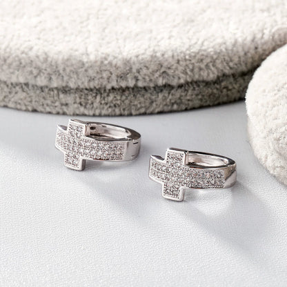 The Cross Huggie Hoops