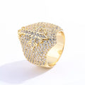 Cross Dome Full Iced Ring