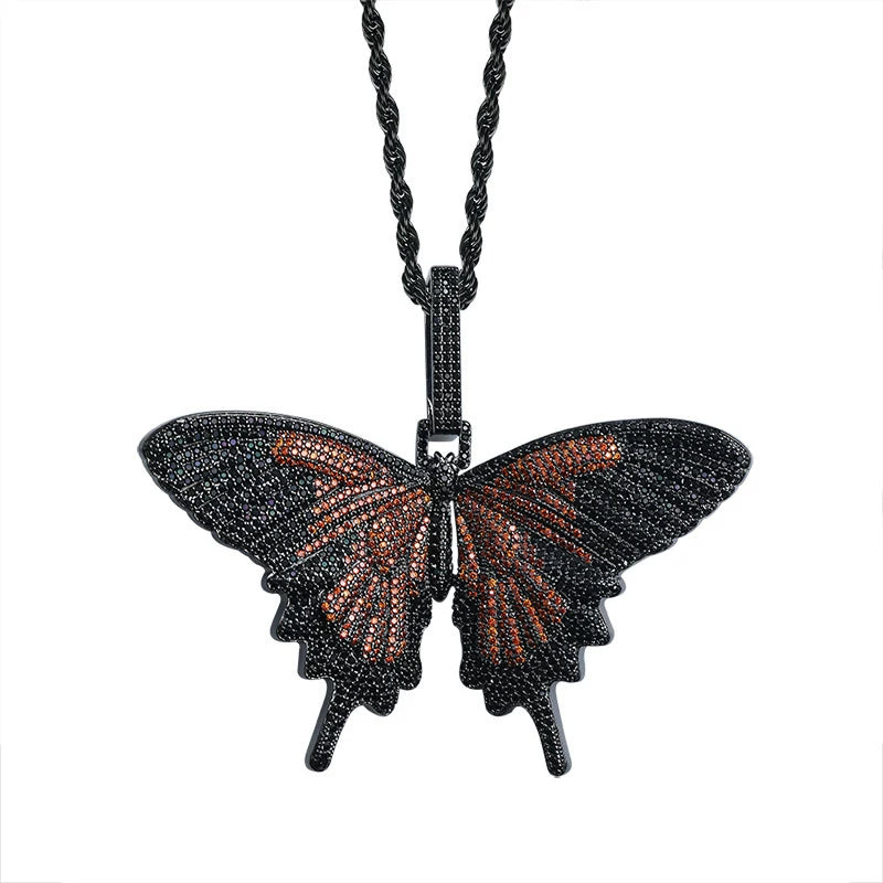 Iced Out Butterfly Pendant Necklace