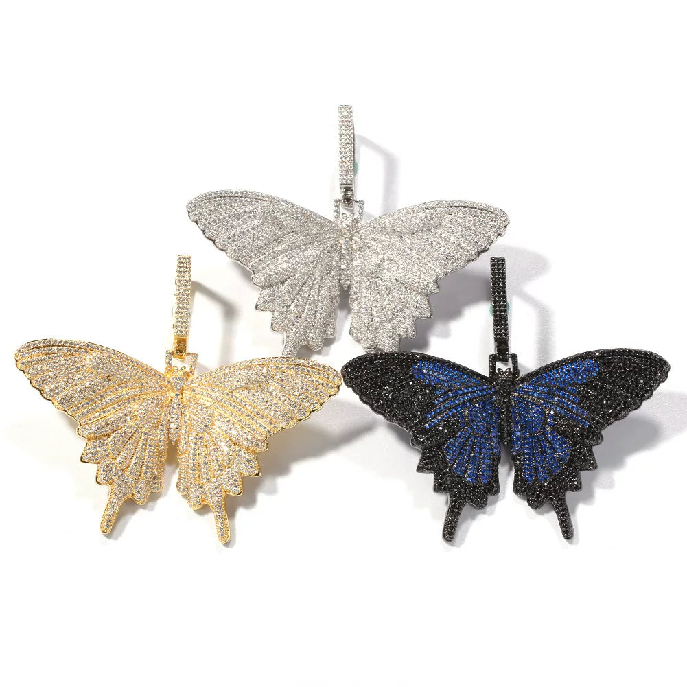 Iced Out Butterfly Pendant Necklace
