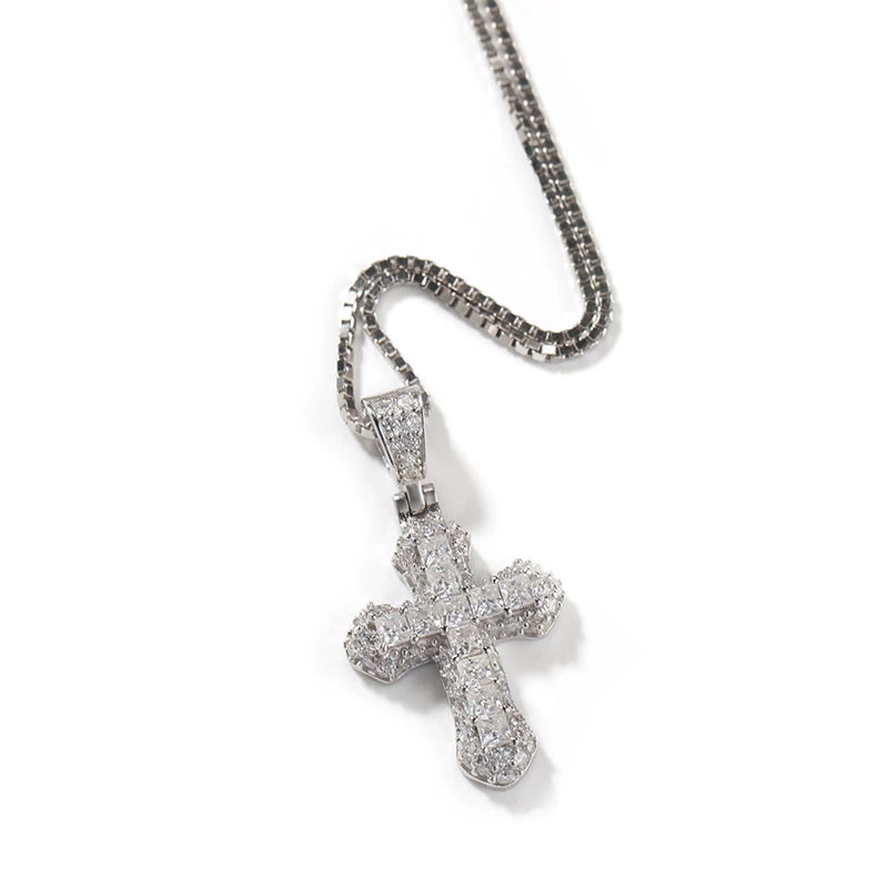 The Baguette Cross Pendant Necklace