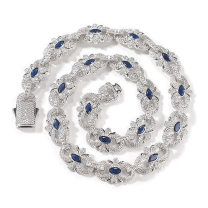 Versailles Iced Floral Cuban Link Necklace