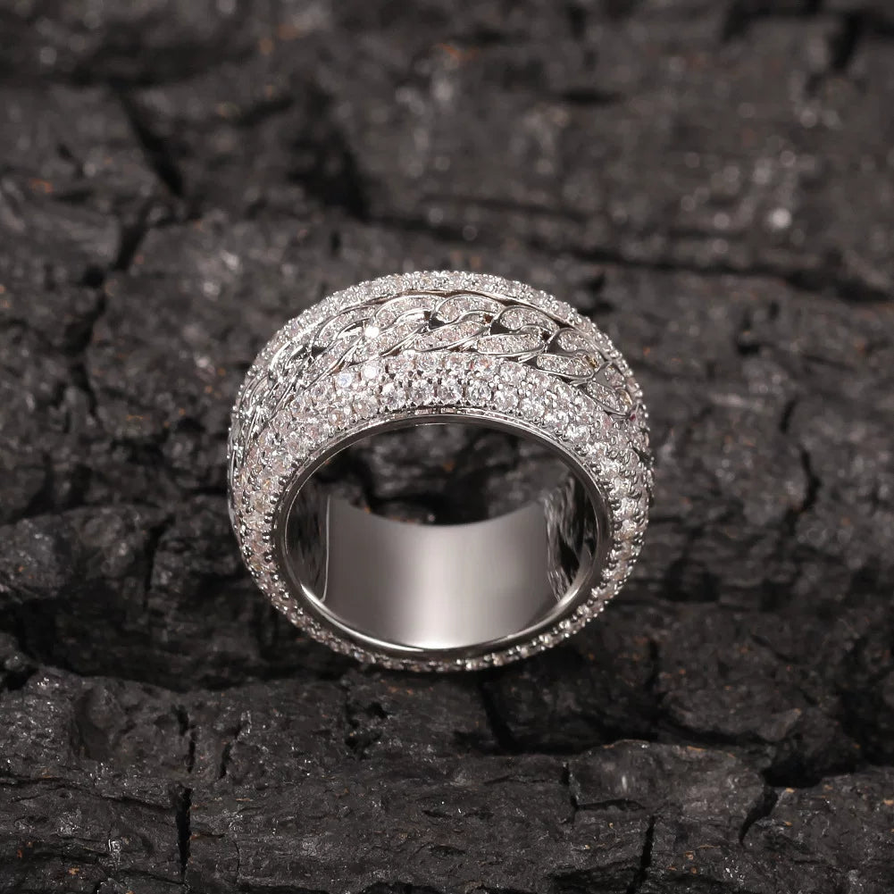 Iced Out Cuban Link Spinner Ring