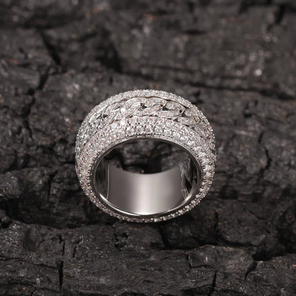 Iced Out Cuban Link Spinner Ring