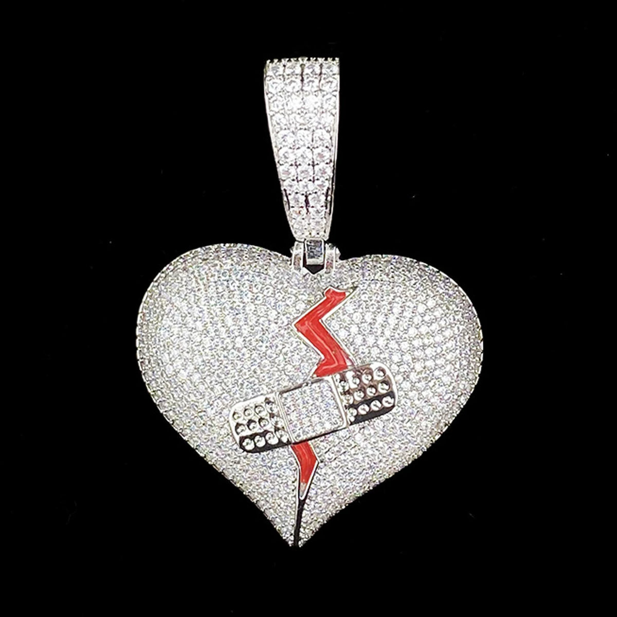 Mended Heart Iced Pendant Necklace
