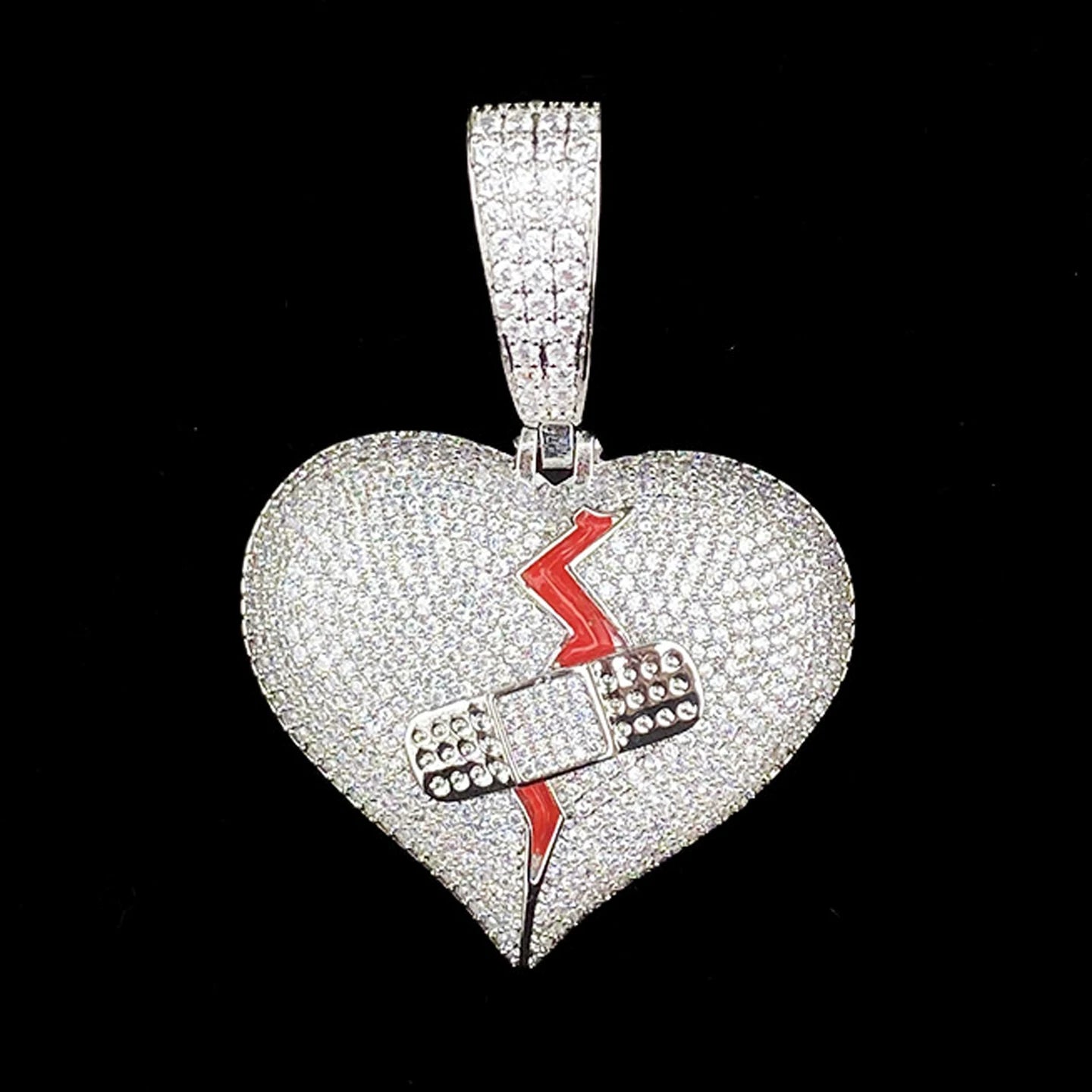 Mended Heart Iced Pendant Necklace