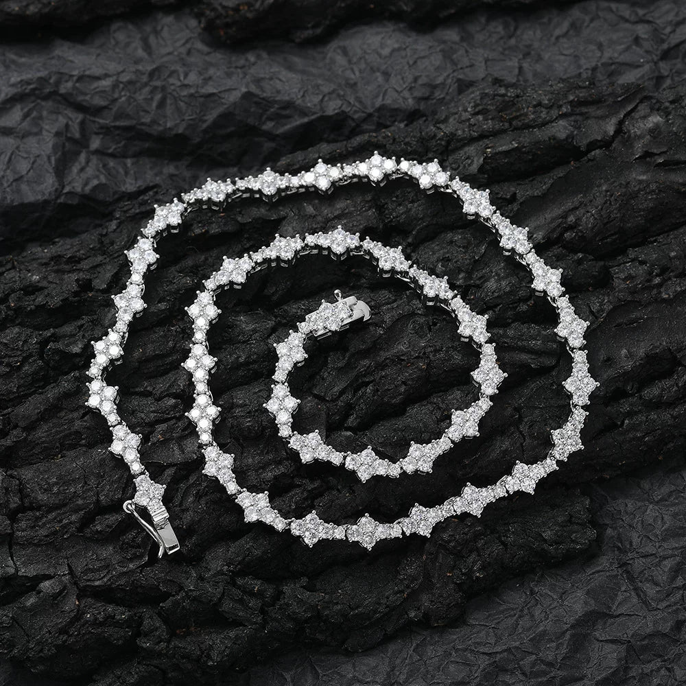 Starburst Cluster Tennis Necklace