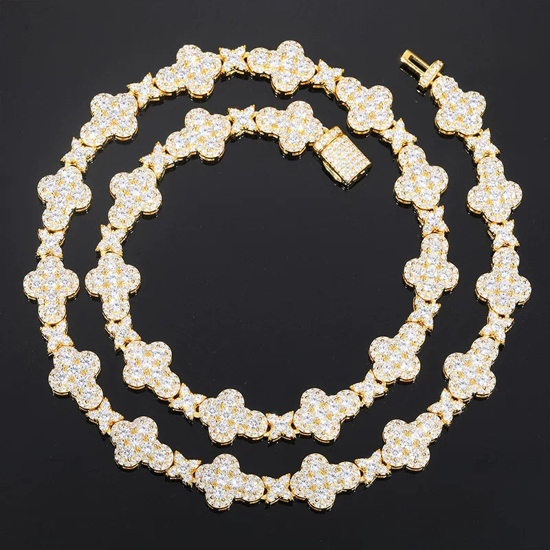 Clover Bloom 10mm Iced Link Necklace