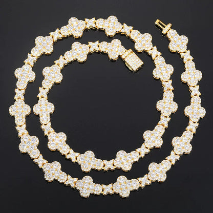 Clover Bloom 10mm Iced Link Necklace