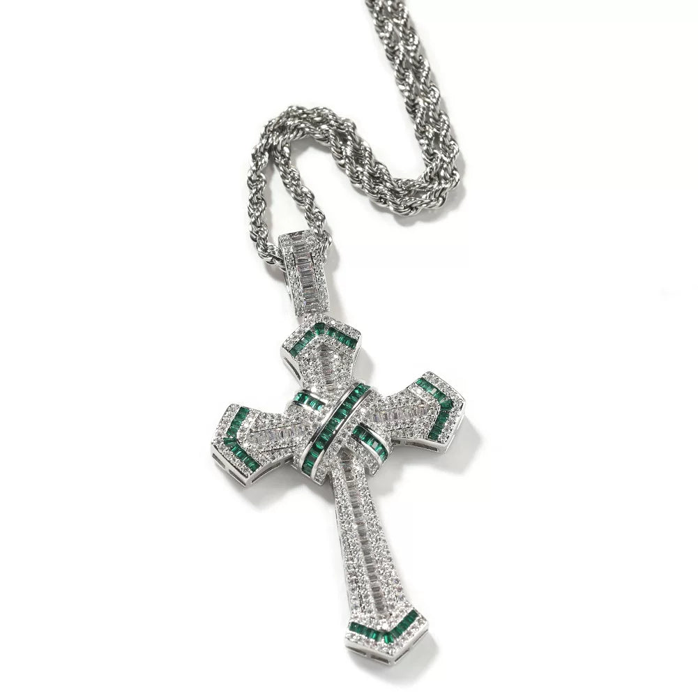 Vault Baguette Cross Pendant Necklace