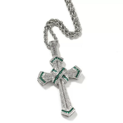 Vault Baguette Cross Pendant Necklace