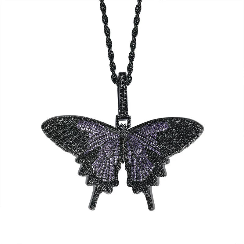 Iced Out Butterfly Pendant Necklace