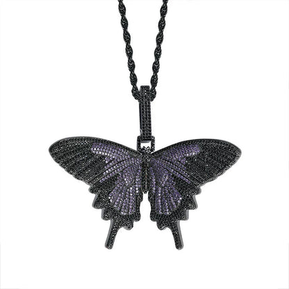 Iced Out Butterfly Pendant Necklace