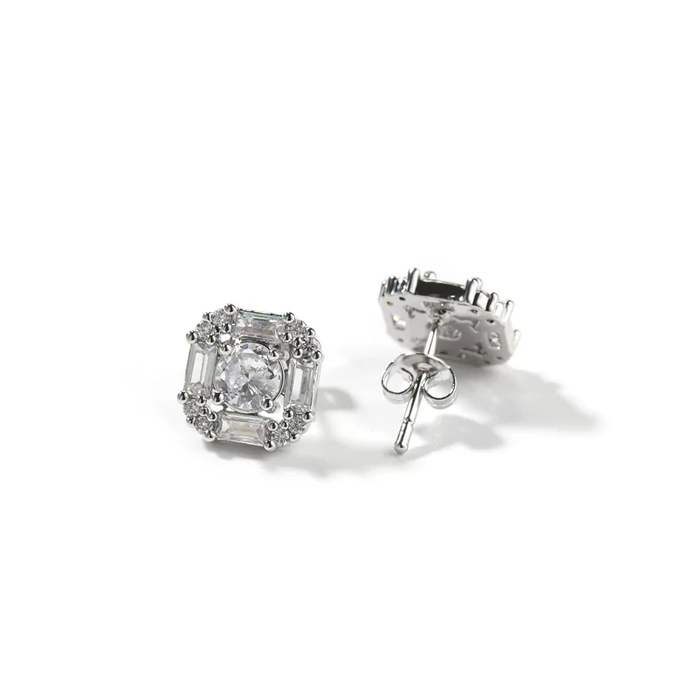 The Baguette Halo Studs
