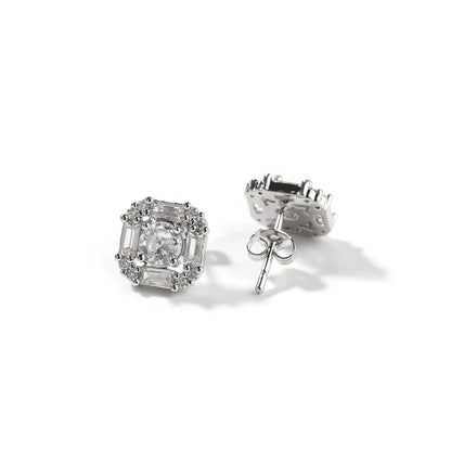 The Baguette Halo Studs
