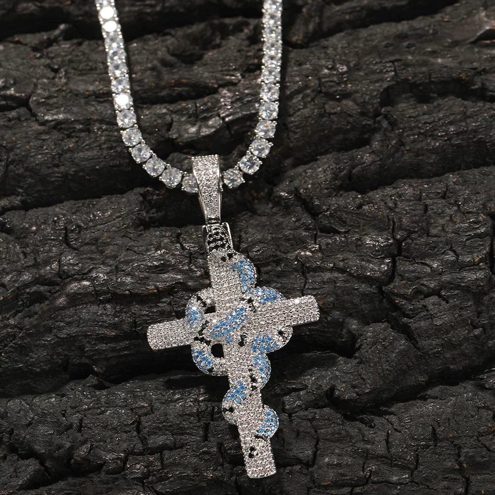 Serpent Cross Pendant Necklace